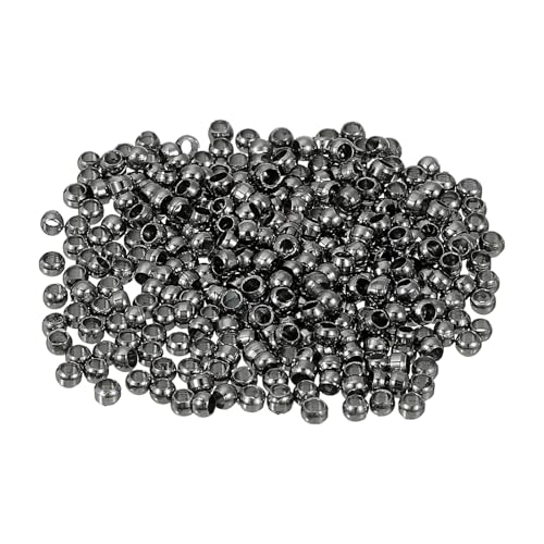 QUARKZMAN 500 Stück Runde Quetschperlen, Quetschperlen Verschluss 2,5 mm Messing Abstandhalter Lose Perlen Tube Crimp Perlen Abstandsperlen für Schmuckherstellung Basteln, Metallic Schwarz von QUARKZMAN