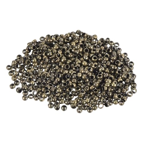 QUARKZMAN 500 Stück Runde Quetschperlen, Quetschperlen Verschluss 2 mm Messing Abstandhalter Lose Perlen Tube Crimp Perlen Abstandsperlen für Schmuckherstellung Basteln, Bronze von QUARKZMAN