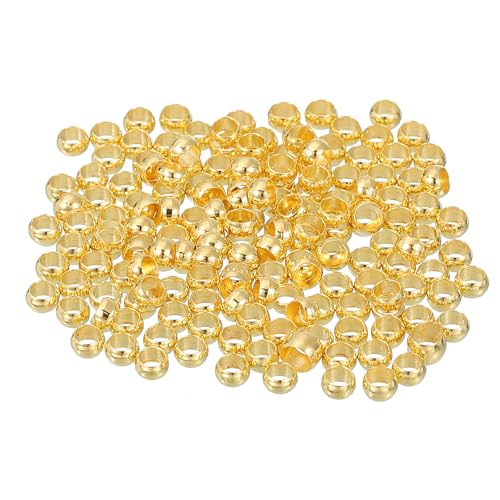 QUARKZMAN 500 Stück Runde Quetschperlen, Quetschperlen Verschluss 3 mm Messing Abstandhalter Lose Perlen Tube Crimp Perlen Abstandsperlen für Schmuckherstellung Basteln, Gold QUARKZMAN 500 Stück Runde Quetschperlen, Quetschperlen Verschluss 3 mm Messing Abstandhalter Lose Perlen Tube Crimp Perlen Abstandsperlen für Schmuckherstellung Basteln, Gold von QUARKZMAN