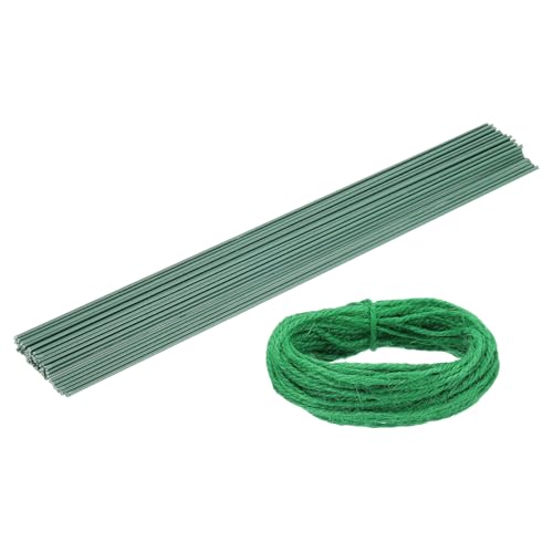 QUARKZMAN 50Stk 2 Gauge Floristikdraht 11.81" Länge Blumenstieldrähte Mit 0.08" x 32.8Ft Schnur Für Kranzbasteln Blumenarrangement Grün QUARKZMAN 50Stk 2 Gauge Floristikdraht 11.81" Länge Blumenstieldrähte Mit 0.08" x 32.8Ft Schnur Für Kranzbasteln Blumenarrangement Grün von QUARKZMAN