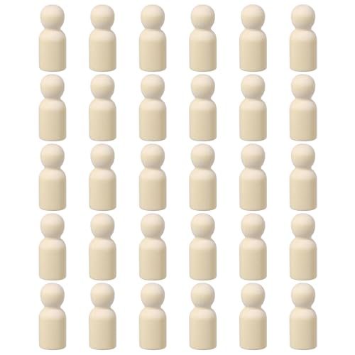 QUARKZMAN 50er Pack Holzstift, 1,5 Zoll Junge-Form Holzstift Menschen, Unvollendete Holzstift Menschen Körper Figuren für DIY Kunsthandwerk Malerei von QUARKZMAN