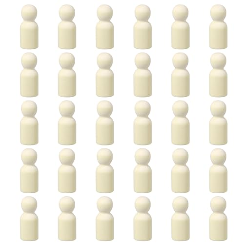 QUARKZMAN 50er Pack Holzstift, 1,5 Zoll Mädchen-Form Holzstift Menschen, Unvollendete Holzstift Menschen Körper Figuren für DIY Kunsthandwerk Malerei von QUARKZMAN