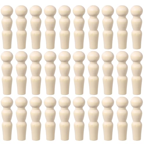 QUARKZMAN 50er Pack Holzstift, 2 Zoll Holzstiftfiguren, Unvollendete Holzstiftfiguren Körper für DIY Kunsthandwerk Malerei von QUARKZMAN