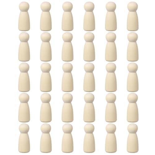 QUARKZMAN 50er Pack Holzstift, 2 Zoll Mädchen-Form Holzstift Menschen, Unvollendete Holzstift Menschen Körper Figuren für DIY Kunsthandwerk Malerei von QUARKZMAN