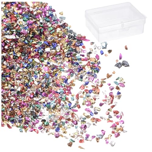 QUARKZMAN 50g Zerkleinertes Glas 1-3mm Glänzende Elektroplattierung Unregelmäßige gebrochene Glasstücke für Basteln DIY Harzkunst Dekoration Form Vasenfüller, Bunt QUARKZMAN 50g Zerkleinertes Glas 1-3mm Glänzende Elektroplattierung Unregelmäßige gebrochene Glasstücke für Basteln DIY Harzkunst Dekoration Form Vasenfüller, Bunt von QUARKZMAN