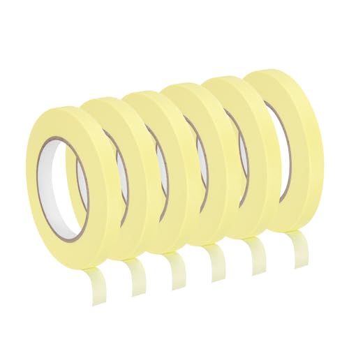 QUARKZMAN 50m x 13mm Krepppapier Klebeband Hellgelb, 6 Rollen Universal Maler Kreppband Selbstklebend Malerkrepp Abklebeband für Malerarbeiten Dekoration zum Streichen Lackieren Renovieren QUARKZMAN 50m x 13mm Krepppapier Klebeband Hellgelb, 6 Rollen Universal Maler Kreppband Selbstklebend Malerkrepp Abklebeband für Malerarbeiten Dekoration zum Streichen Lackieren Renovieren von QUARKZMAN