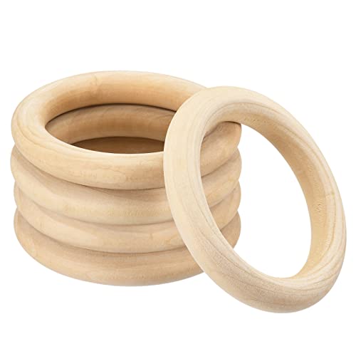 QUARKZMAN 5Stk 100mm(4") Natural Holz Ringe 15mm Dick Glatt Unfertig Hölzerne Kreise für Handarbeit Stricken Makramee Anhänger von QUARKZMAN