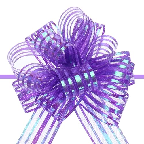QUARKZMAN 5Stk 4" Große Organza Zugschleife Metallisch Chiffon Geschenk Verpackung Schleifen Band Lila für Hochzeitsgeschenke Körbe Weihnachten QUARKZMAN 5Stk 4" Große Organza Zugschleife Metallisch Chiffon Geschenk Verpackung Schleifen Band Lila für Hochzeitsgeschenke Körbe Weihnachten von QUARKZMAN