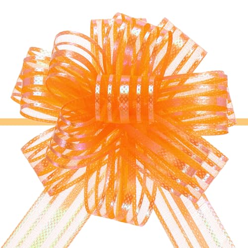 QUARKZMAN 5Stk 4" Große Organza Zugschleife Metallisch Chiffon Geschenk Verpackung Schleifen Band Orange für Hochzeitsgeschenke Körbe Weihnachten QUARKZMAN 5Stk 4" Große Organza Zugschleife Metallisch Chiffon Geschenk Verpackung Schleifen Band Orange für Hochzeitsgeschenke Körbe Weihnachten von QUARKZMAN
