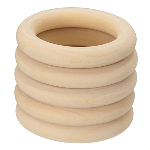QUARKZMAN 5Stk 60mm(2.4") Natural Holz Ringe 10mm Dick Glatt Unfertig Hölzerne Kreise für Handarbeit Stricken Makramee Anhänger von QUARKZMAN