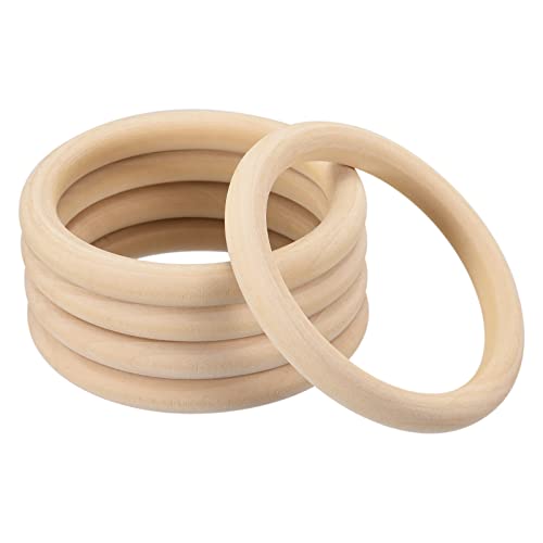 QUARKZMAN 5Stk 85mm(3.3") Natural Holz Ringe 10mm Dick Glatt Unfertig Hölzerne Kreise für Handarbeit Stricken Makramee Anhänger von QUARKZMAN