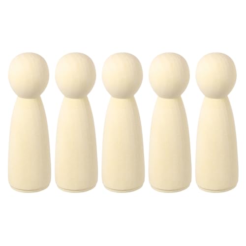 QUARKZMAN 5er Pack Holzstift, 5 Zoll Mädchen-Form Holzstift Menschen, Unvollendete Holzstift Menschen Körper Figuren für DIY Kunsthandwerk Malerei von QUARKZMAN