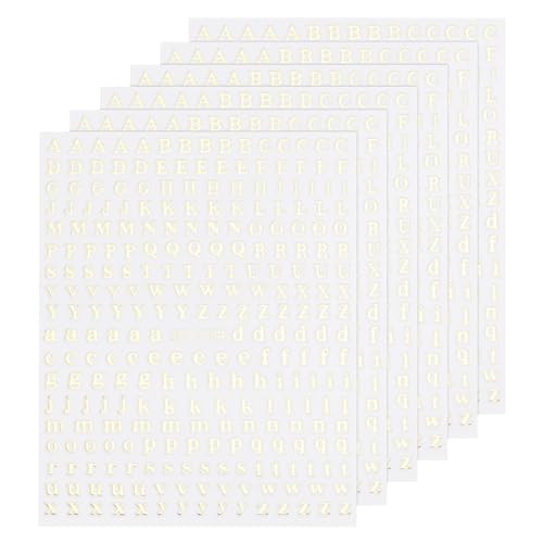 QUARKZMAN 6 Blatt 3D Nagelsticker mit Englischen Buchstaben A-Z, Selbstklebende Nail Art Sticker, Nagel Aufkleber, Nageldesign Zubehör, Handyhüllen DIY Dekorationen (Gold) von QUARKZMAN
