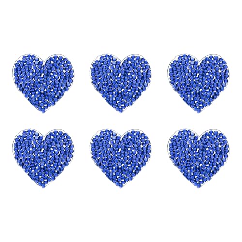 QUARKZMAN 6 Stk. Herz-Bügelflicken Herz Strass Selbstklebende Applikationen 3,5 cm Aufnäher zum Selbermachen von Bastelarbeiten Kleidungsreparatur Schuhe Tasche Hut Dekoration, Blau von QUARKZMAN