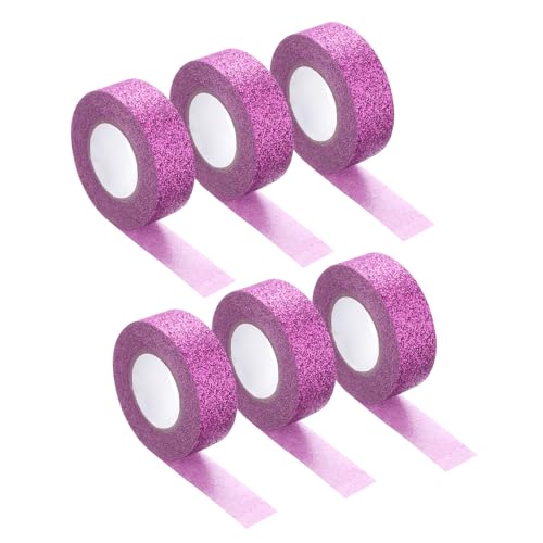 QUARKZMAN 6 Stück 0,6 Zoll x 5,5 Yards Glitzer Washi Tape Hell Lila Bastelband Glitzer Klebeband Dekoratives Band Selbstklebend für Festivaldekoration Scrapbooking, Planer, DIY von QUARKZMAN