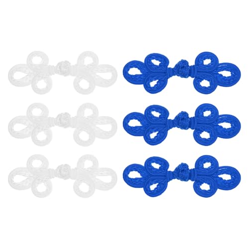 QUARKZMAN 6 Stück Chinesische Knoten Knöpfe Verschluss Weiß/Marineblau Nähen Knöpfe Befestigungen Für DIY Nähen Mäntel Umhang Pullover Brautkostüm Outfit von QUARKZMAN