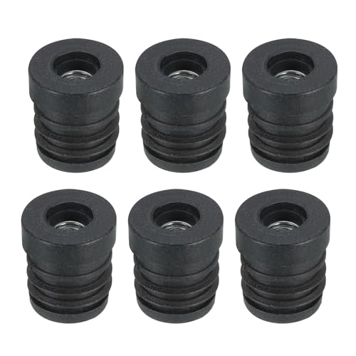 QUARKZMAN 6 Stück schwarz Einsätze für Rundrohre mit M6 Gewinde, für 19mm/0,75" Rohraußendurchmesser, Gewindebuchsen Kunststoff, für Rollen-Einsatz, Stuhl-Endkappen, Möbelbein-Stopfen von QUARKZMAN