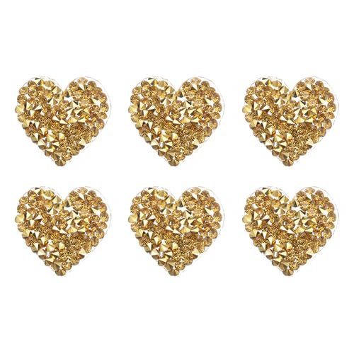 QUARKZMAN 6 Stück Herz Bügelflicken Herz Strass Klebstoff Applikationen 2,5 cm Aufnäher zum Selbermachen von Bastelarbeiten Kleidungsreparatur Schuhe Tasche Hut Dekoration, Gold QUARKZMAN 6 Stück Herz Bügelflicken Herz Strass Klebstoff Applikationen 2,5 cm Aufnäher zum Selbermachen von Bastelarbeiten Kleidungsreparatur Schuhe Tasche Hut Dekoration, Gold von QUARKZMAN