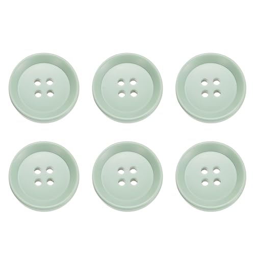 QUARKZMAN 6 Stück Bunte Knöpfe, 25mm 4 Löcher Harzknöpfe zum Annähen, Bastelknöpfe Runde Ersatzknöpfe Buttons für Nähen Mantel Hemden Kleidung DIY Handwerk Dekoration, Hellgrün von QUARKZMAN