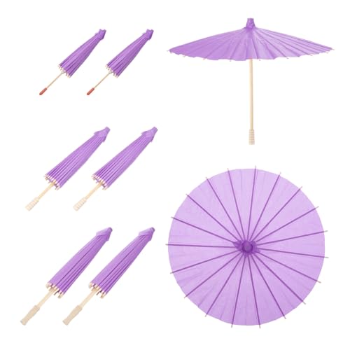 QUARKZMAN 6 Stück Papier-Schirme, 20cm/30cm/40cm Papier-Parasol-Schirm DIY Ölpapier-Mal-Schirme für Fotografie-Requisiten Party Hochzeit Dekoration, Lila von QUARKZMAN