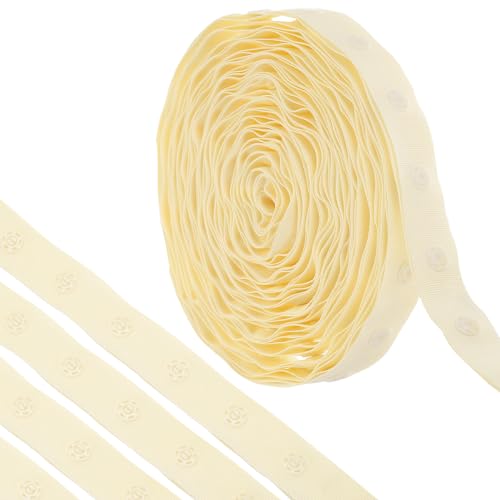 QUARKZMAN 6 Yard Snap Button Tape zum Nähen, Baumwoll-Snap-Button-Borte Schnellverschluss-Schnallenband für Kleidung Stoff DIY Handwerk, Beige von QUARKZMAN
