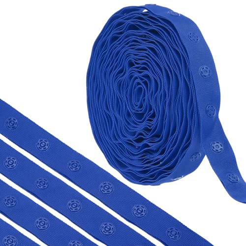 QUARKZMAN 6 Yard Snap Button Tape zum Nähen, Baumwoll-Snap-Button-Borte Schnellverschluss-Schnallenband für Kleidung Stoff DIY Handwerk, Blau von QUARKZMAN