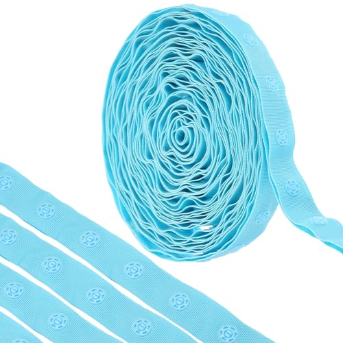 QUARKZMAN 6 Yard Snap Button Tape zum Nähen, Baumwoll-Snap-Button-Borte Schnellverschluss-Schnallenband für Kleidung Stoff DIY Handwerk, Himmelblau von QUARKZMAN