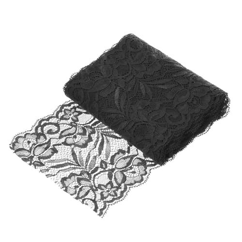 QUARKZMAN 6 Zoll breites 5 Yard Spitzenband mit floralem Muster, schwarzes Spitzenband zum Nähen, Basteln und Geschenkverpackung, Hochzeitsdekoration von QUARKZMAN