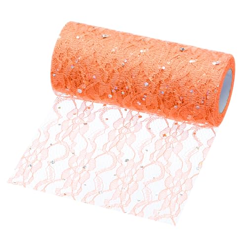 QUARKZMAN 6 Zoll breites Spitzen-Pailletten-Tüllband, Rollen, glitzernder Netzstoff, 9,1 m, zum Nähen von Röcken, Weihnachten, Hochzeit, Geschenk, Orange QUARKZMAN 6 Zoll breites Spitzen-Pailletten-Tüllband, Rollen, glitzernder Netzstoff, 9,1 m, zum Nähen von Röcken, Weihnachten, Hochzeit, Geschenk, Orange von QUARKZMAN