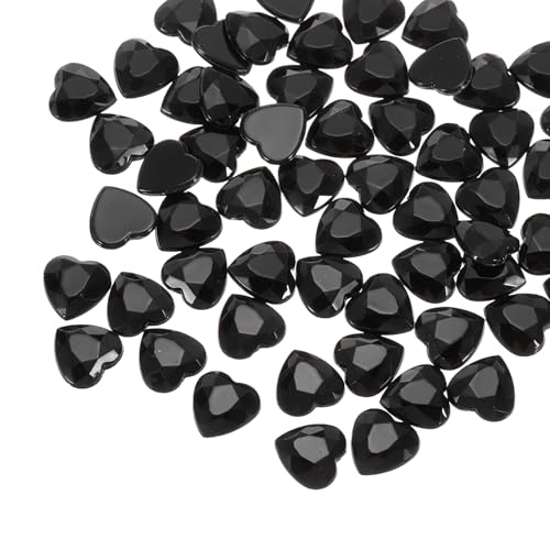 QUARKZMAN 60 Stk Acryl Herz Strass 12mm Flachrückig Plastiksteine Schmuckaufkleber Für Basteln Perlen Gesichtsbemalung Kostümschmuck Herstellung Schwarz von QUARKZMAN