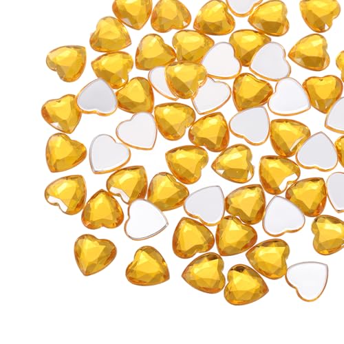 QUARKZMAN 60 Stück Acryl Herz Strasssteine 12mm Flachrückig Plastiksteine Schmuckaufkleber Für Basteln Perlen Gesichtsbemalung Kostümschmuck Herstellung Golden von QUARKZMAN