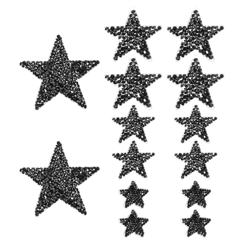 QUARKZMAN 60 Stück Sterne Patches zum Aufbügeln, 2/4/6/8cm Flicken zum Aufbügeln,Bestickte Aufnäher Bügelflicken für Hut Jacke Jeans Rucksäcke DIY Dekoration(Schwarz) von QUARKZMAN