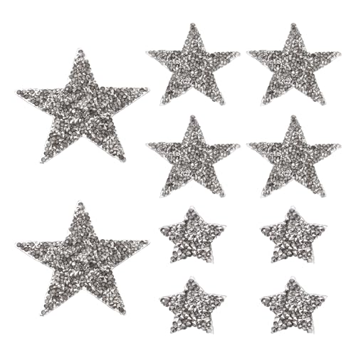QUARKZMAN 60 Stück Sterne Patches zum Aufbügeln, 2 cm Flicken zum Aufbügeln,Bestickte Aufnäher Bügelflicken für Hut Jacke Jeans Rucksäcke DIY Dekoration(Grau) von QUARKZMAN