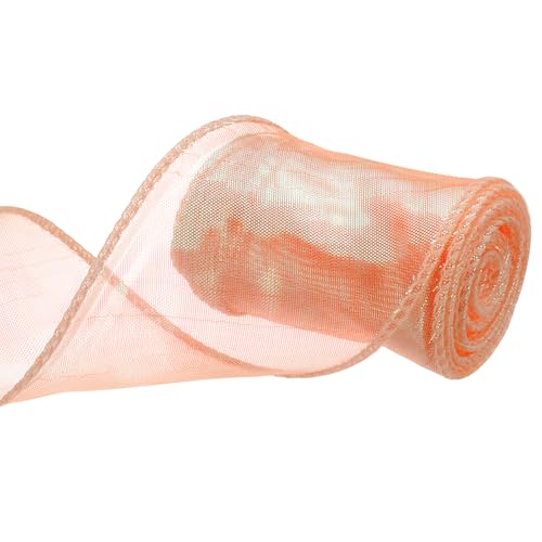 QUARKZMAN Schleifenband schimmernd durchscheinend 60 mm x 5 m schillerndes Organzaband glitzernde Chiffon-Bänder Chamäleon Regenbogenfarbe für Dekoration Geschenkverpackungen, Orange von QUARKZMAN