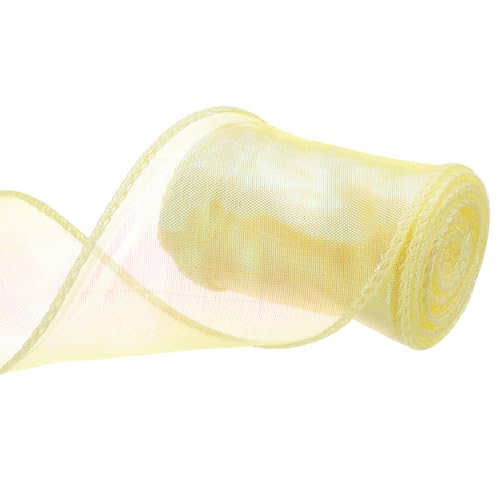 QUARKZMAN Schleifenband schimmernd durchscheinend 60 mm x 5 m schillerndes Organzaband glitzernde Chiffon-Bänder Chamäleon Regenbogenfarbe für Dekoration Geschenkverpackungen, Zitronengelb QUARKZMAN Schleifenband schimmernd durchscheinend 60 mm x 5 m schillerndes Organzaband glitzernde Chiffon-Bänder Chamäleon Regenbogenfarbe für Dekoration Geschenkverpackungen, Zitronengelb von QUARKZMAN
