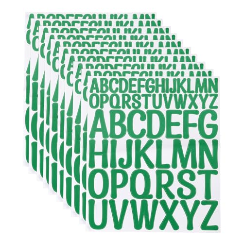 QUARKZMAN 624 Stück Vinyl Buchstaben Aufkleber, 12 Blätter 2 Zoll Dunkelgrüne künstlerische Schriftart Selbstklebende Niedliche Alphabet Aufkleber für DIY Geschenkkarten Notizbuch von QUARKZMAN
