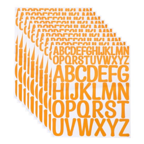 QUARKZMAN 624 Stück Vinyl Buchstaben Aufkleber, 12 Blätter 2 Zoll Orange Künstlerische Schrift Selbstklebende Niedliche Alphabet Aufkleber für DIY Geschenkkarten Notizbuch von QUARKZMAN