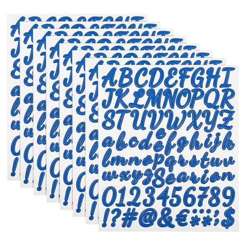 QUARKZMAN 672 Stück 8 Blätter Buchstaben aufkleber, Selbstklebende Nummern Klebebuchstaben Vinyl Wasserdichte für Schriftzug aufkleber Wunschtext Adressnummer DIY Scrapbooking,Dunkelblau von QUARKZMAN