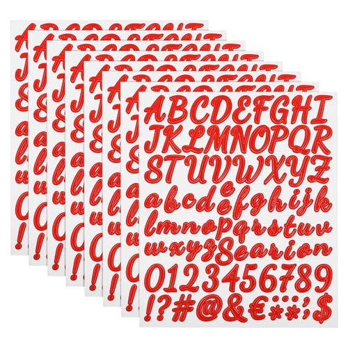 QUARKZMAN 672 Stück 8 Blätter Buchstaben aufkleber, Selbstklebende Nummern Klebebuchstaben Vinyl Wasserdichte für Schriftzug aufkleber Wunschtext Adressnummer DIY Scrapbooking,Rot QUARKZMAN 672 Stück 8 Blätter Buchstaben aufkleber, Selbstklebende Nummern Klebebuchstaben Vinyl Wasserdichte für Schriftzug aufkleber Wunschtext Adressnummer DIY Scrapbooking,Rot von QUARKZMAN