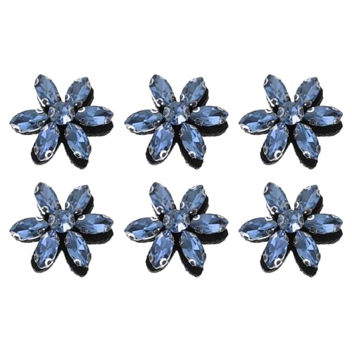 QUARKZMAN 6Pcs Handmade Flower Beaded Patches, Glass Crystal Appliques Embroidery Sewing Beaded Flower Applique Patch For Dress Bags Headband Decor, Blue von QUARKZMAN