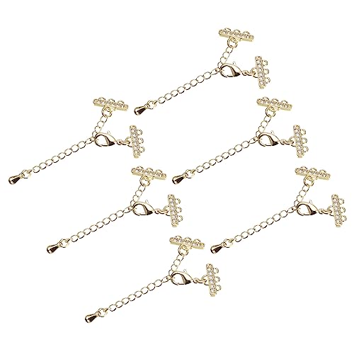 QUARKZMAN 6Stk 80mm Schichtung Halskette Verschlüsse mit Verlängerer Kette Drei Stränge Halskette Armband Blinkende Verbinder für Basteln Schmuck Herstellung Gold Ton von QUARKZMAN