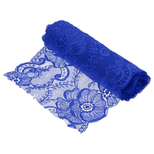 QUARKZMAN 7,1 Zoll breites 3 Yard Spitzenband mit floralem Muster Dunkelblaues Spitzenband für DIY-Bastelarbeiten, Geschenkverpackungen, Blumensträuße, Hochzeitsdekoration und Näharbeiten von QUARKZMAN