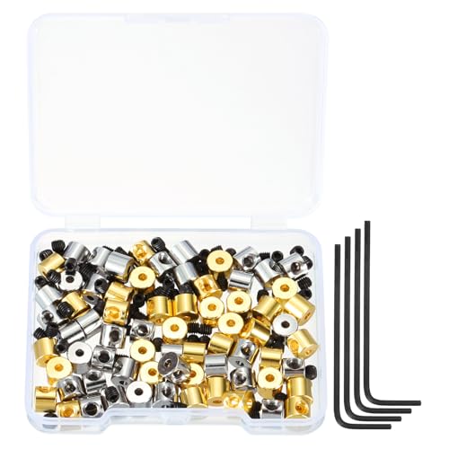 QUARKZMAN 70 Stück Metallverschlüsse, Verschlussstifte mit 5 mm(H) und 4 Schraubenschlüssel-Ersatz in Aufbewahrungsbox für Abzeichen, Brosche, Silber, Goldton von QUARKZMAN