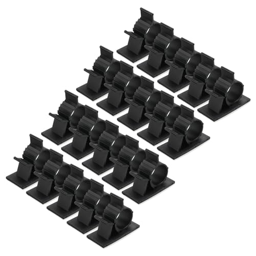 QUARKZMAN 75 Stück Kabelclips, 17-20mm Durchmesser Selbstklebende Nylon Kabelhalter, Verstellbare Kabelmanagement-Organizer-Klemme für PC Schreibtisch Büro, Schwarz von QUARKZMAN