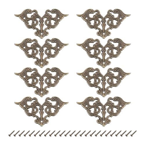 QUARKZMAN 8 Stück Eckenschutz Antike Kantenabdeckung Buchecken Metall Kantenschutz Retro Kante Abdeckung Album Dekorative für Buchecken Box Holzkiste Tisch Schreibtisch Bronze von QUARKZMAN