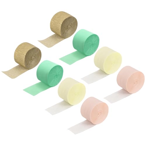 QUARKZMAN 8 Stück Krepppapier Farbmischung, 250m x 5cm Floristen Krepp Papier Bunt für Handwerke, Party, Schulpapier, Blumen DIY (Roségold, Beige, Mintgrün, Gold) von QUARKZMAN