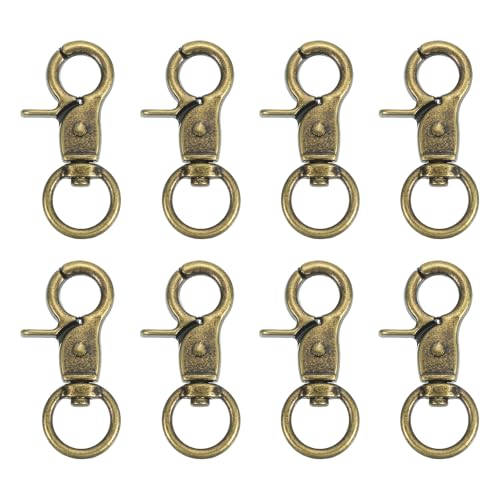 QUARKZMAN 8 Stück Metall Karabinerhaken Schlüsselanhänger, 13mm Swivel Trigger Verschlüsse Clips Schnallen Dreh Snap Ring Haken für Gurte Taschen Gürtel Lederhandwerk, Bronze von QUARKZMAN