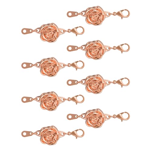 QUARKZMAN 8 Stück Schmuckverschlüsse Kettenverschluss, Rosen Armband Verschlüsse mit Karabinerverschlüssen Magnetverschluss Verschluss für Armbänder DIY Herstellung Zubehör (Roségold) von QUARKZMAN