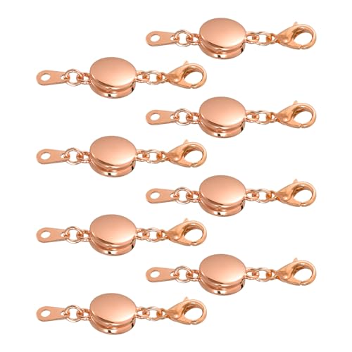 QUARKZMAN 8 Stück Schmuckverschlüsse Kettenverschluss, Flache Armband Verschlüsse mit Karabinerverschlüssen Magnetverschluss Verschluss für Armbänder DIY Herstellung Zubehör (Roségold) von QUARKZMAN