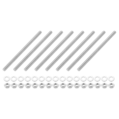 QUARKZMAN 8 Stück Vollgewinde Stange, M6 x 100mm 201 Edelstahl Rechtsgewinde Stangen mit Muttern und Unterlegscheiben Vollgewinde Stab für Klemmen, Hänger und U-Bolzen von QUARKZMAN